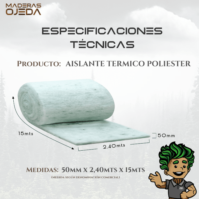 AISLANTE TERMICO POLIESTER 50mm 2,4m x 15m  36M22