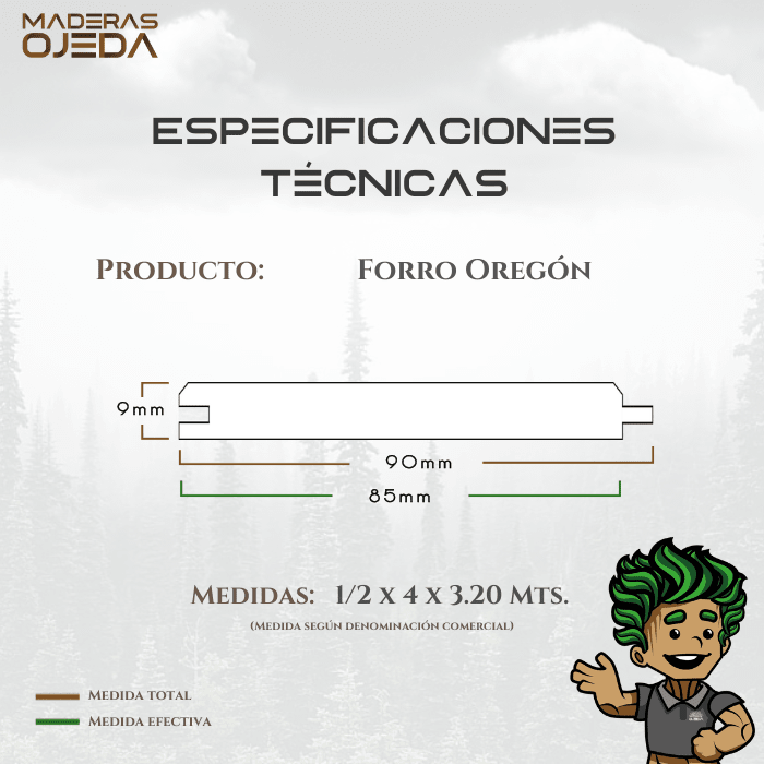FORRO OREGON 1/2x4x3.202