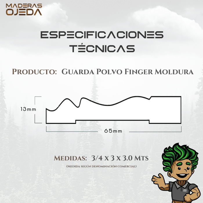 GUARDA POLVO FINGER MOLDURA 3/4x3x3.02