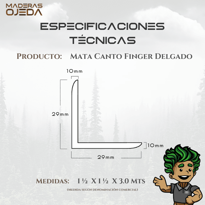 MATACANTO FINGER DELGADO 11/2x11/2x3.02