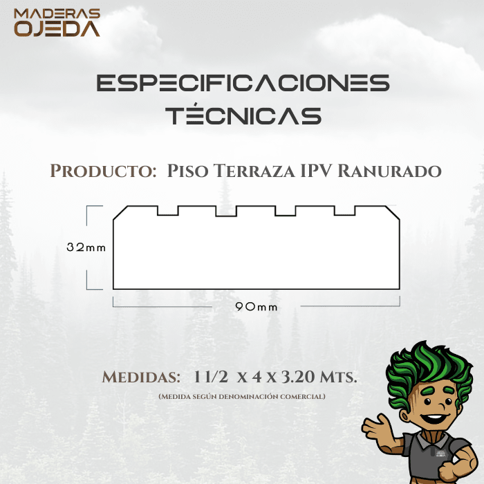 PISO TERRAZA IPV RANURADO 11/2x4x3.202