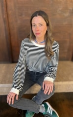 Polera Calú rayada negra