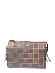 Cartera Steve Madden Brown Monogram Grid Crossbody