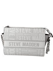 Cartera Steve Madden White Logo Print Crossbody