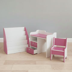 PACK INFANTIL ESCRITORIO, SILLA Y LIBRERO FUCSIA
