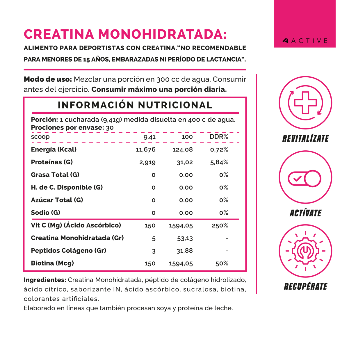 4Active Creatine + Beauty 300grs3