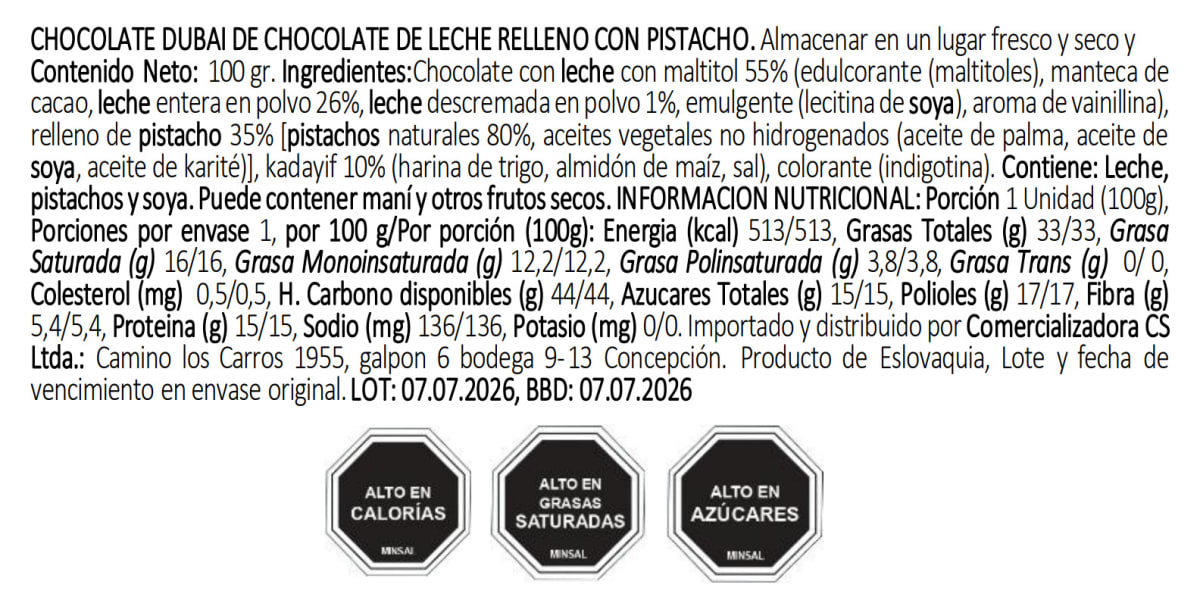 Barra Chocolate Dubai 100grs2