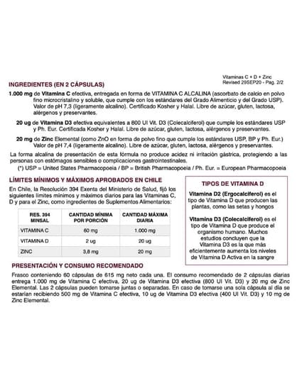 Vitaminas C + D + Zinc2