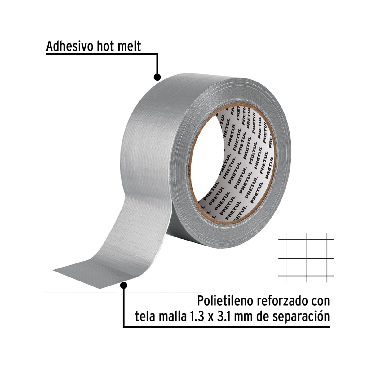Cinta para Ductos 48mm X 30m PRETUL3