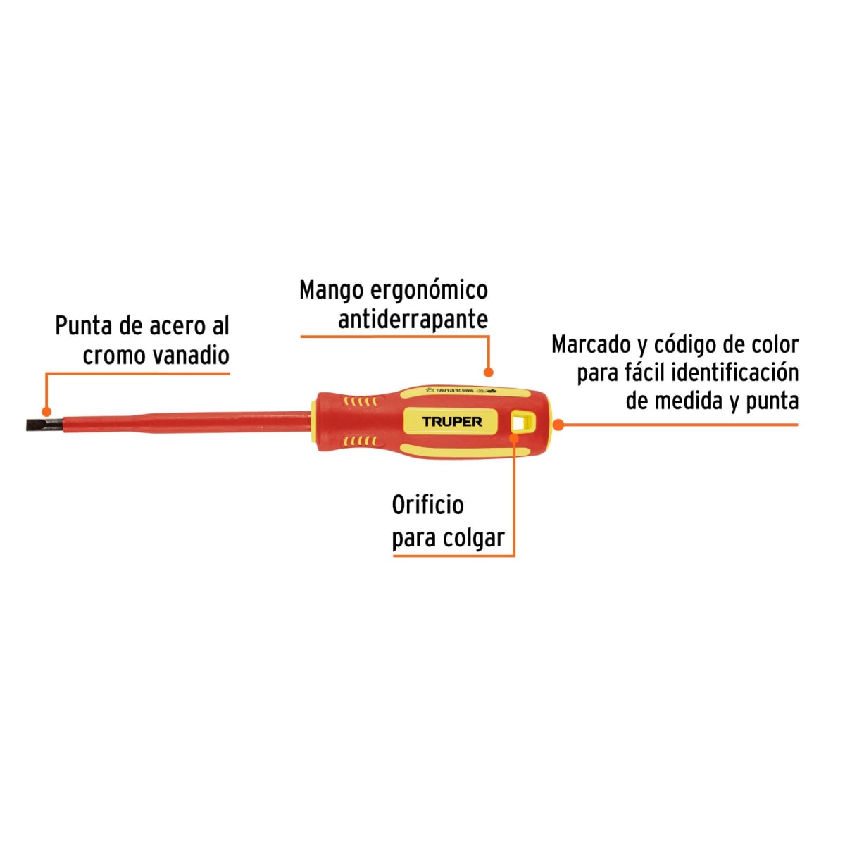 Destornillador Dieléctrico Punta Plana 7/32x5