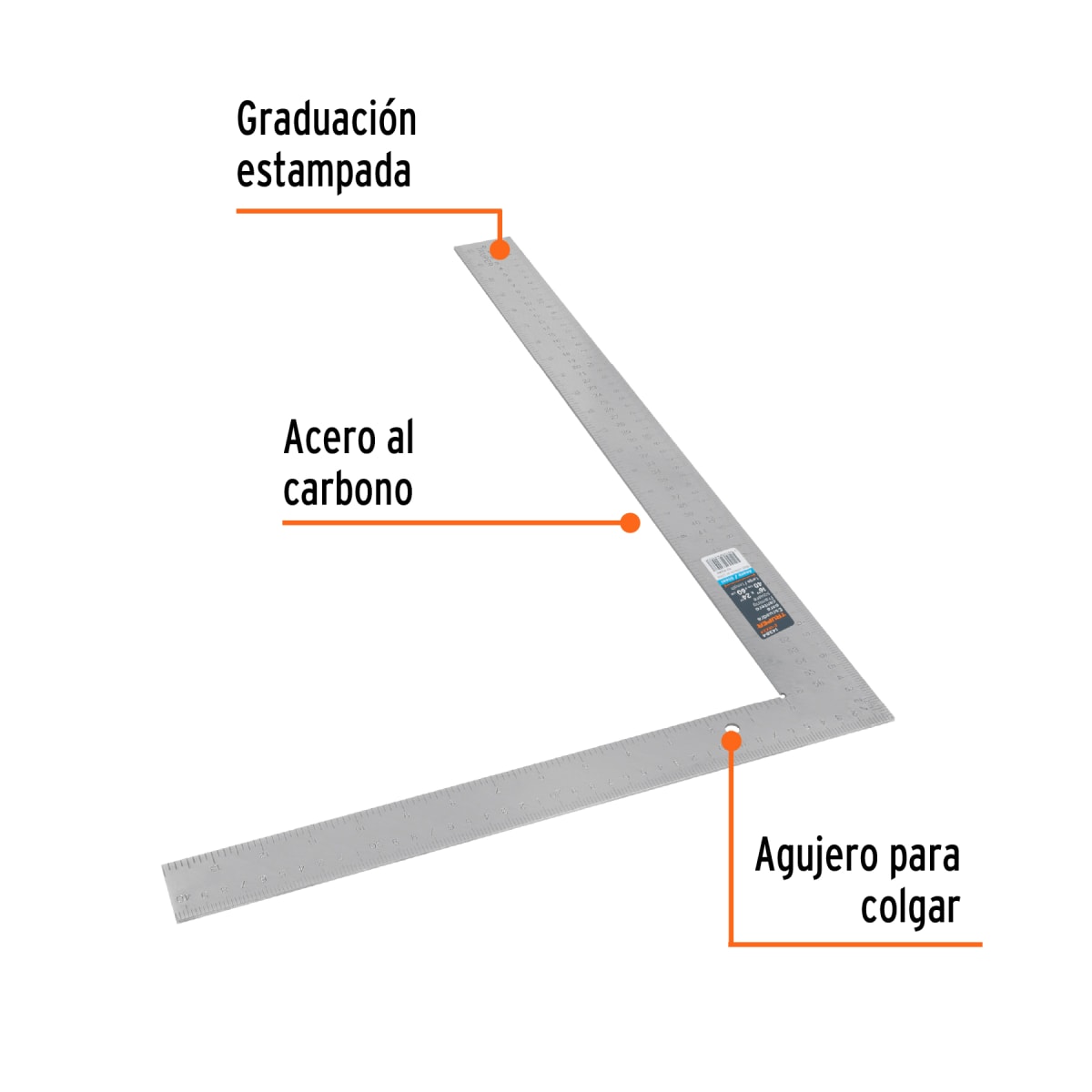 Escuadra de Acero Recta Larga 16 X 24