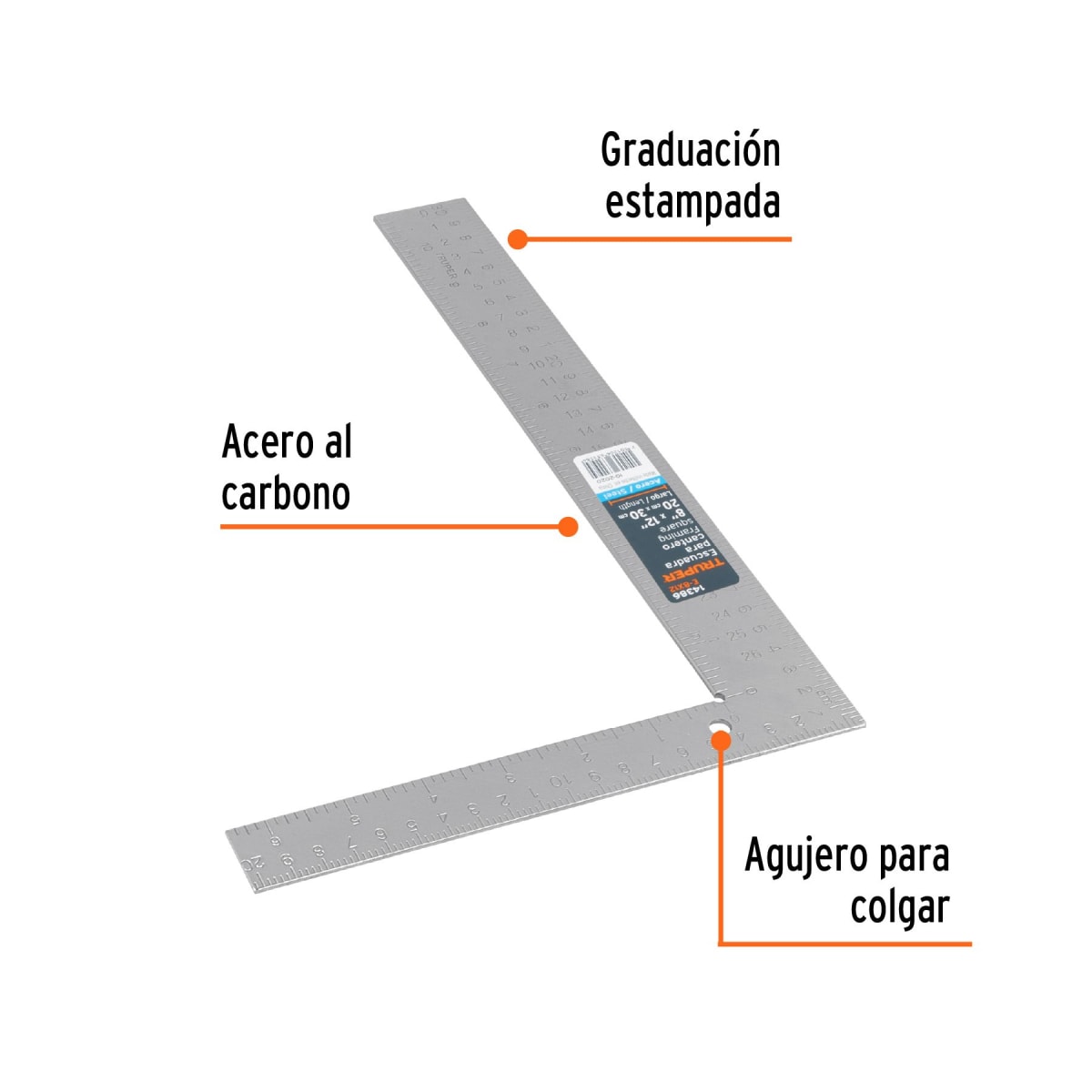 Escuadra de Acero Recta Corta 8 X 12