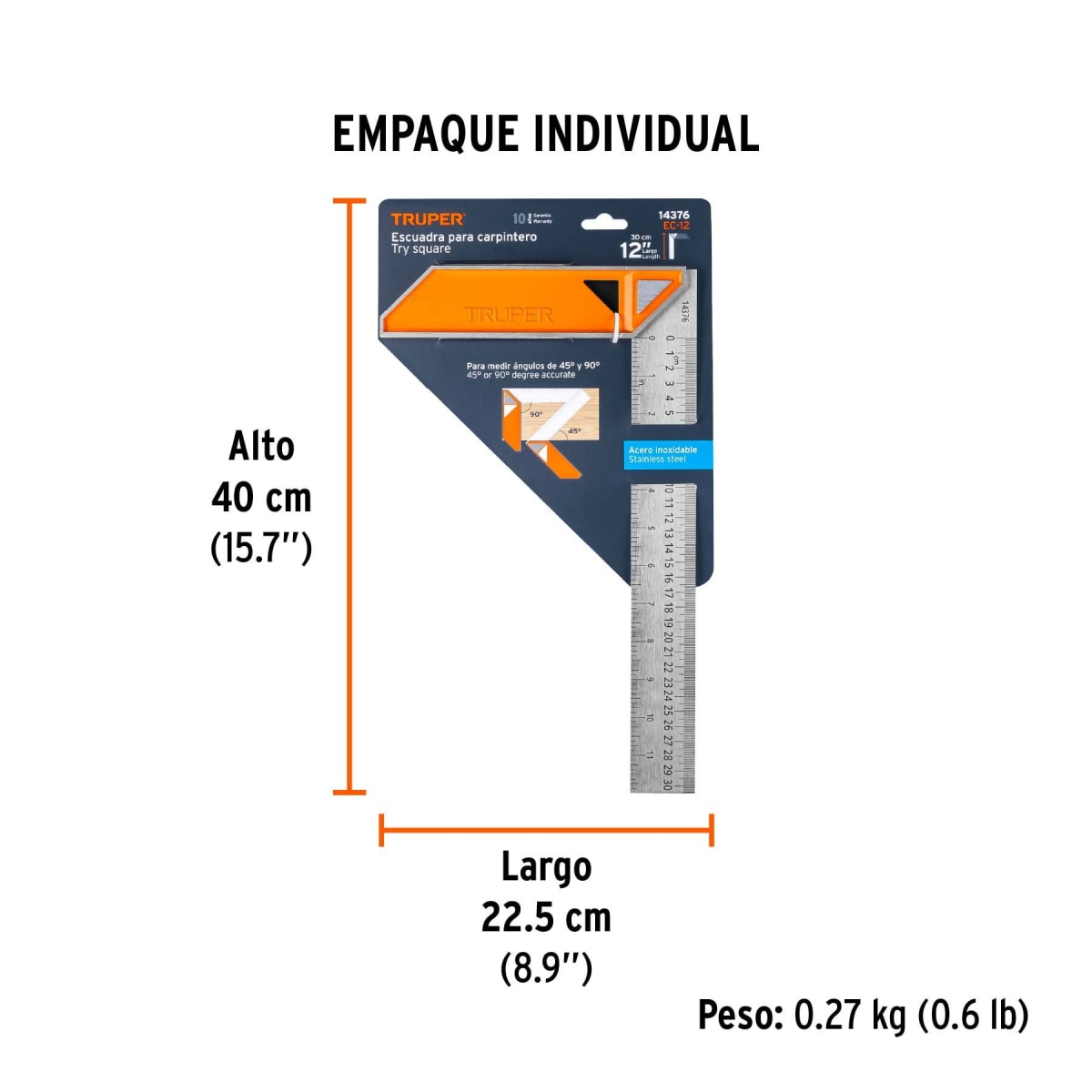 Escuadra de Acero con Mango 12