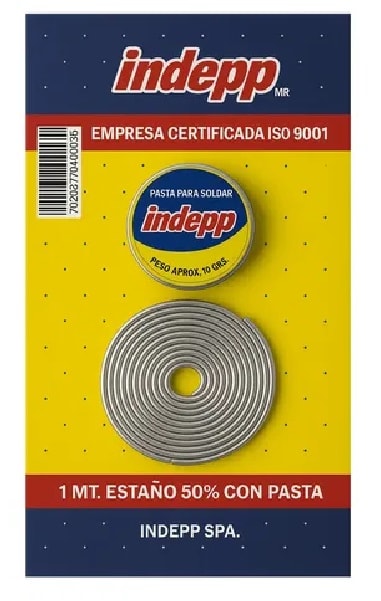 Soldadura 50% Estaño con pasta 1mt INDEPP1