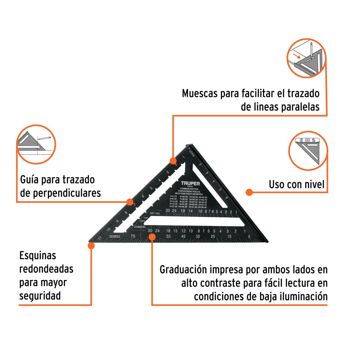 Escuadra Triangular de Aluminio para Muros TRUPER 1040243