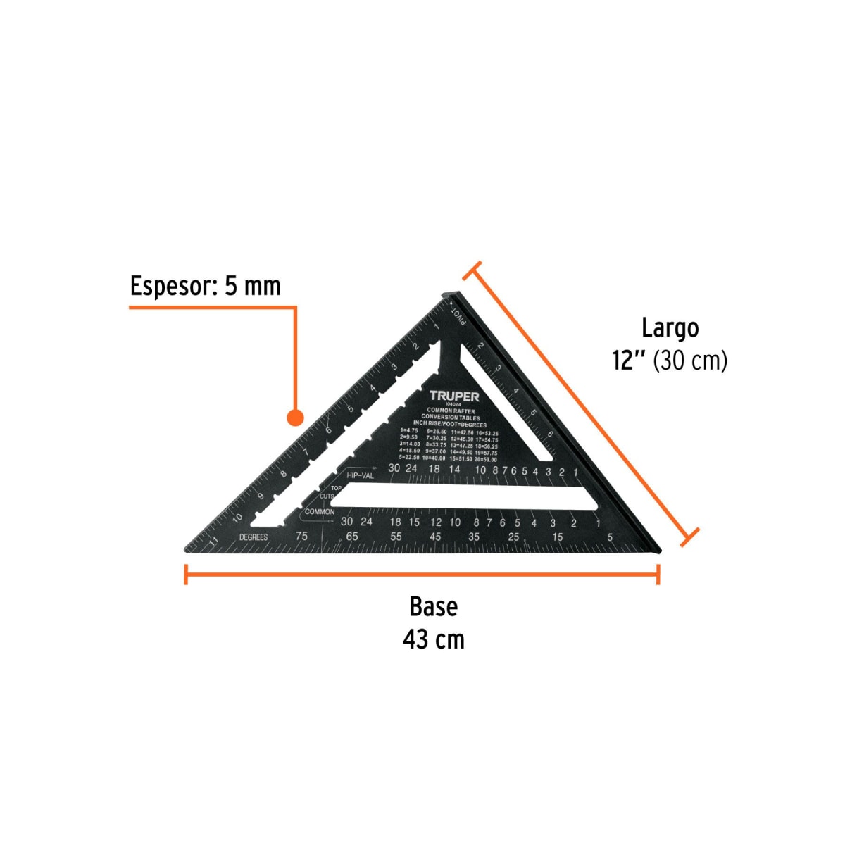 Escuadra Triangular de Aluminio para Muros TRUPER 1040244