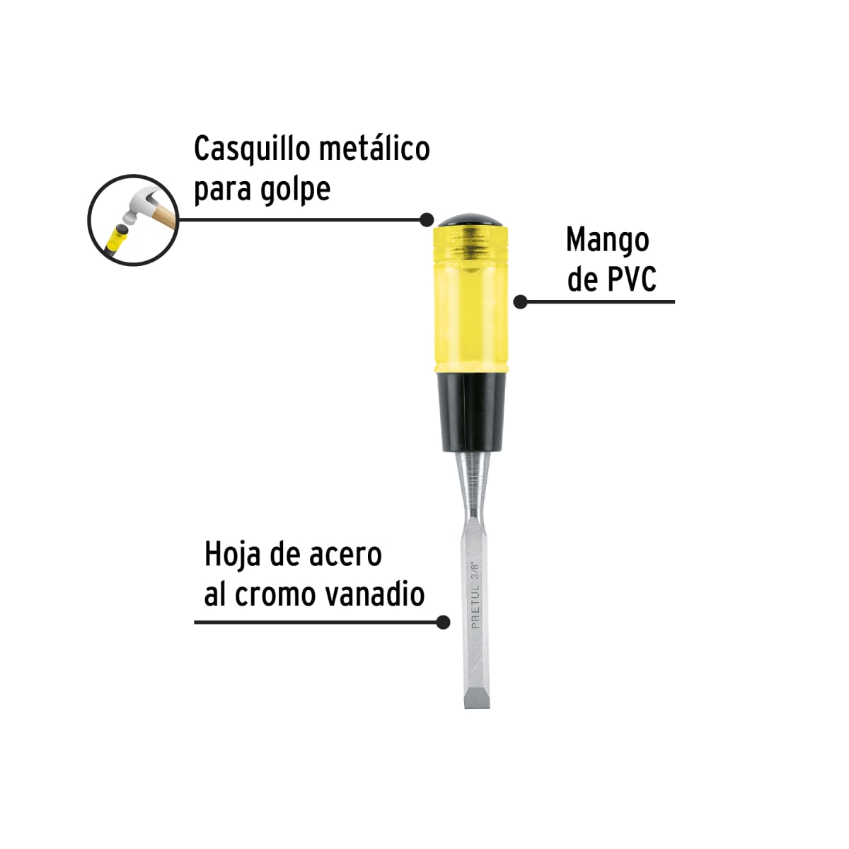 Formón Mango Plastico PRETUL4