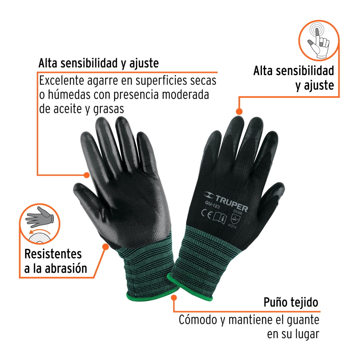 Guantes de Nylon Recubiertos de Nitrilo TRUPER3