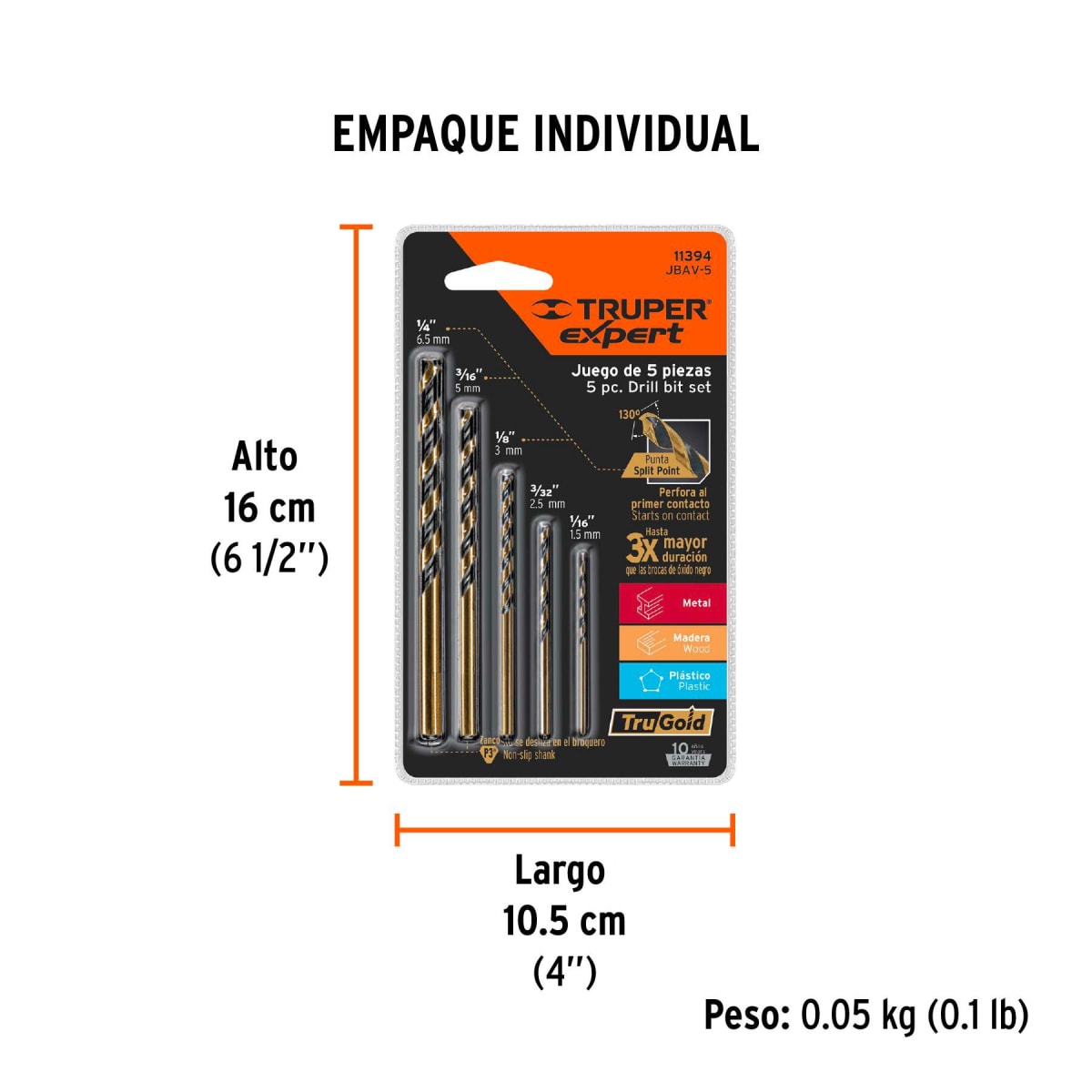 Juego de Brocas Madera Metal 5 Piezas TRUPER3