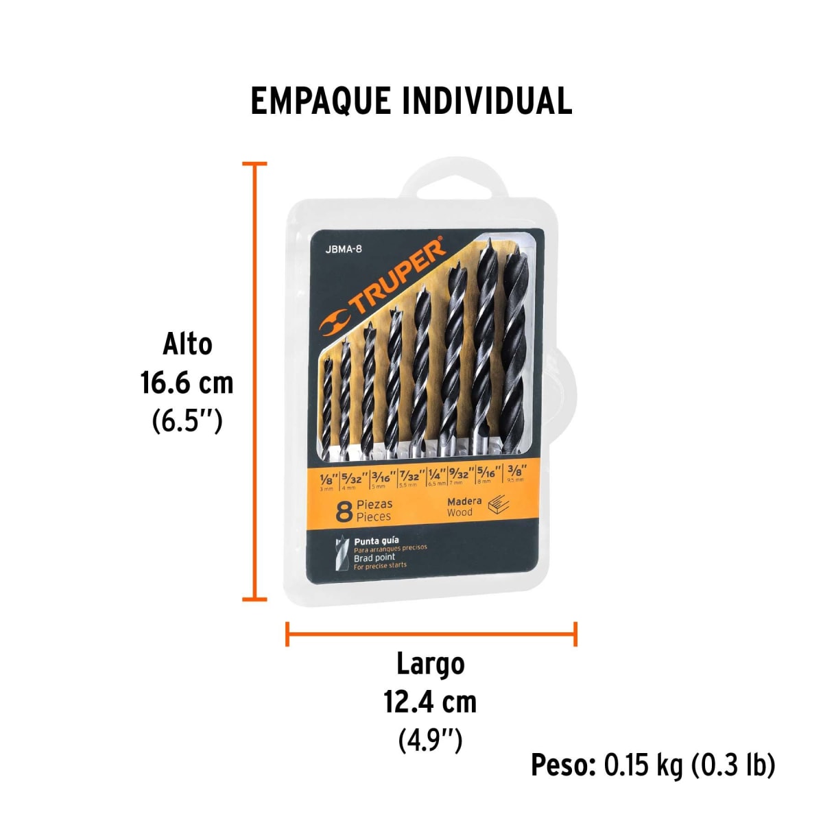 Juego de Brocas Madera 8 Piezas TRUPER2