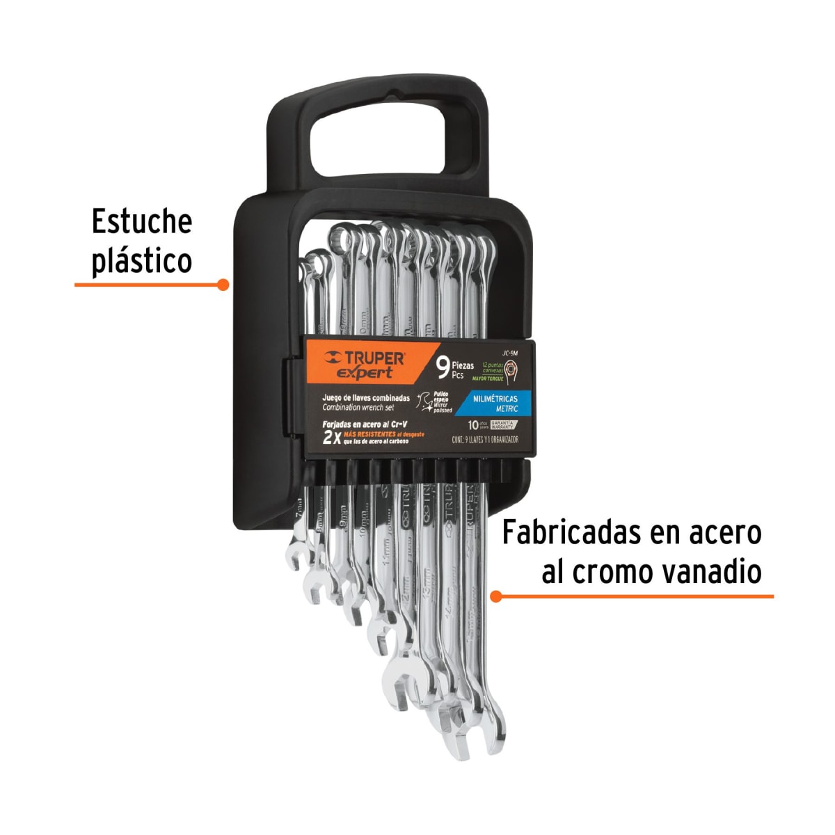Juego de Llaves Combinadas Métricas 9 Piezas TRUPER3