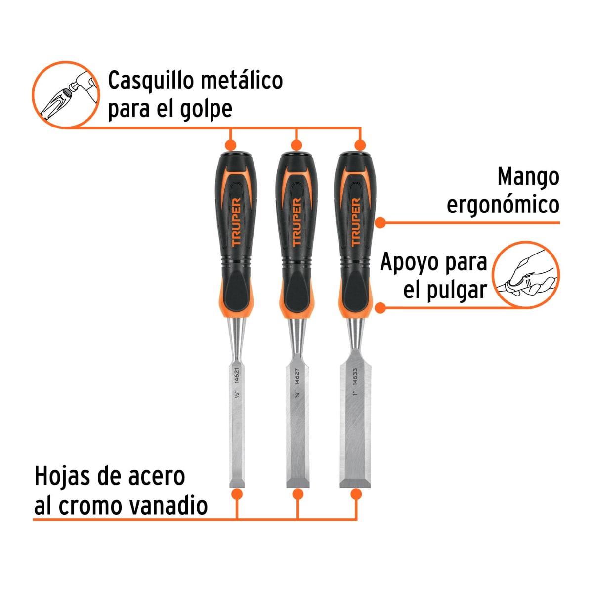 Juego Formónes 3 Piezas TRUPER5