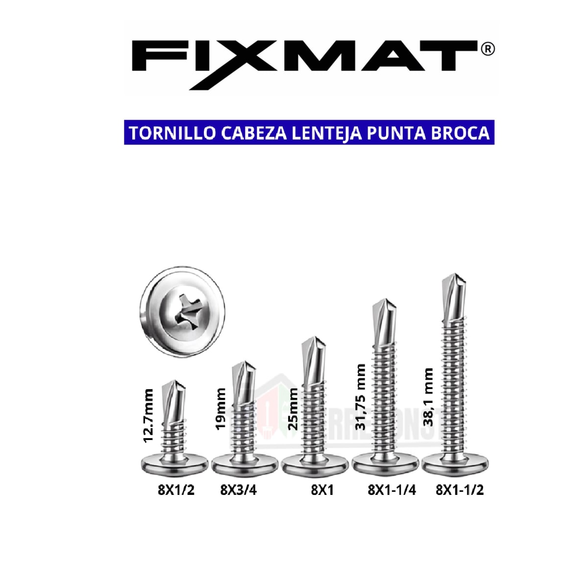 Tornillo Lenteja Punta Broca Zincado 100 Un MAMUT1