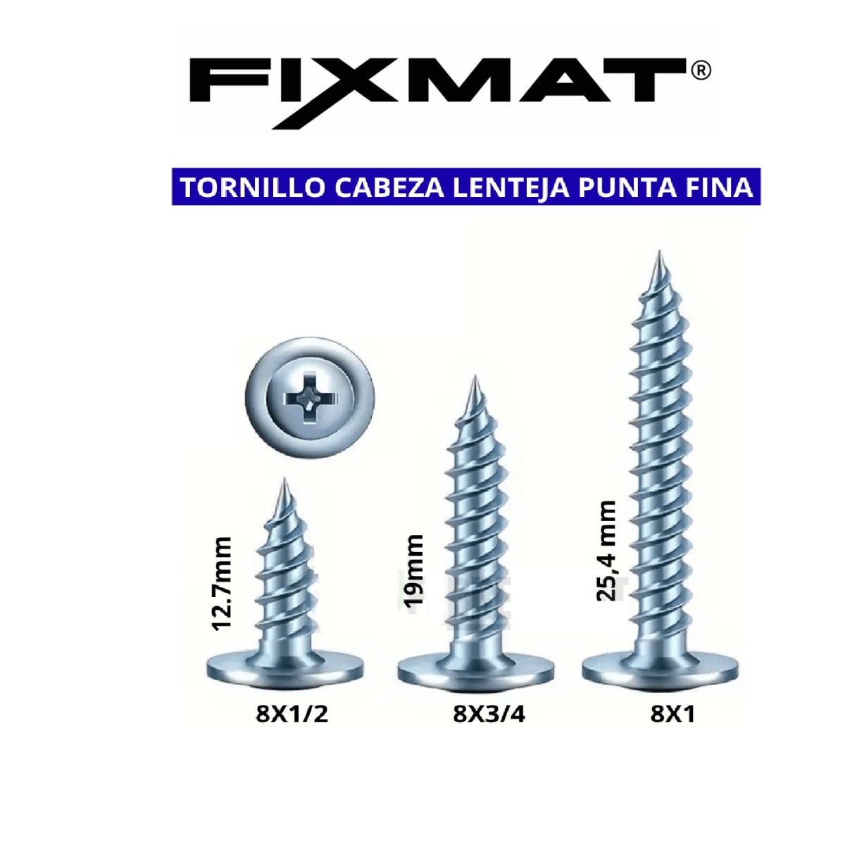 Tornillo Lenteja Punta Fina Zincado 100 Un IMPORPER1