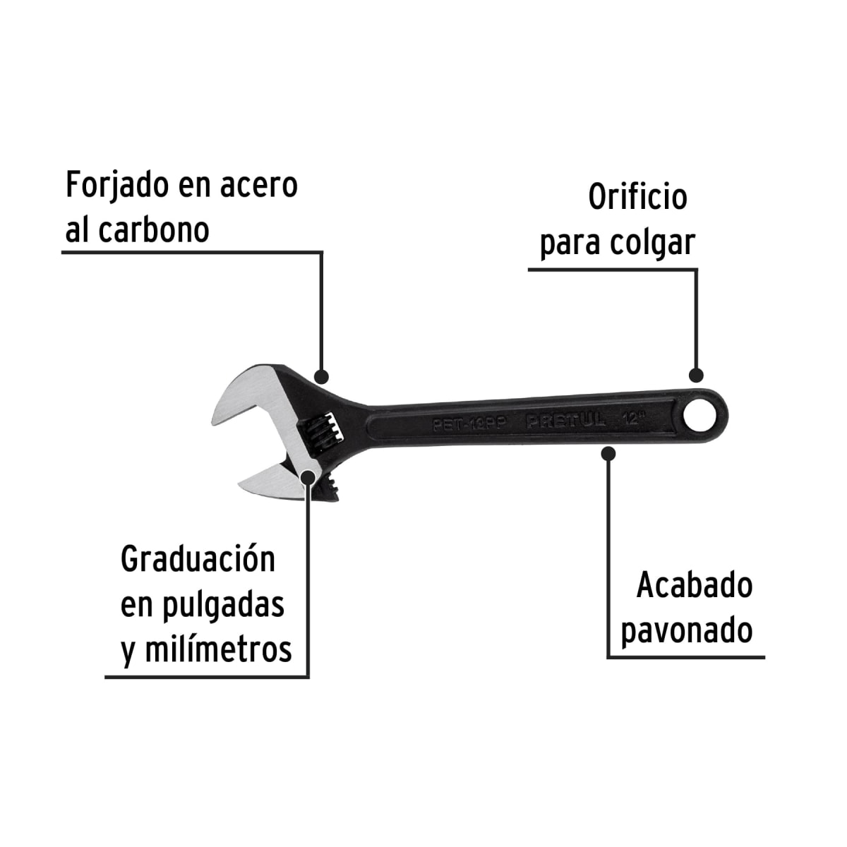 Llave Ajustable Pavonada PRETUL3