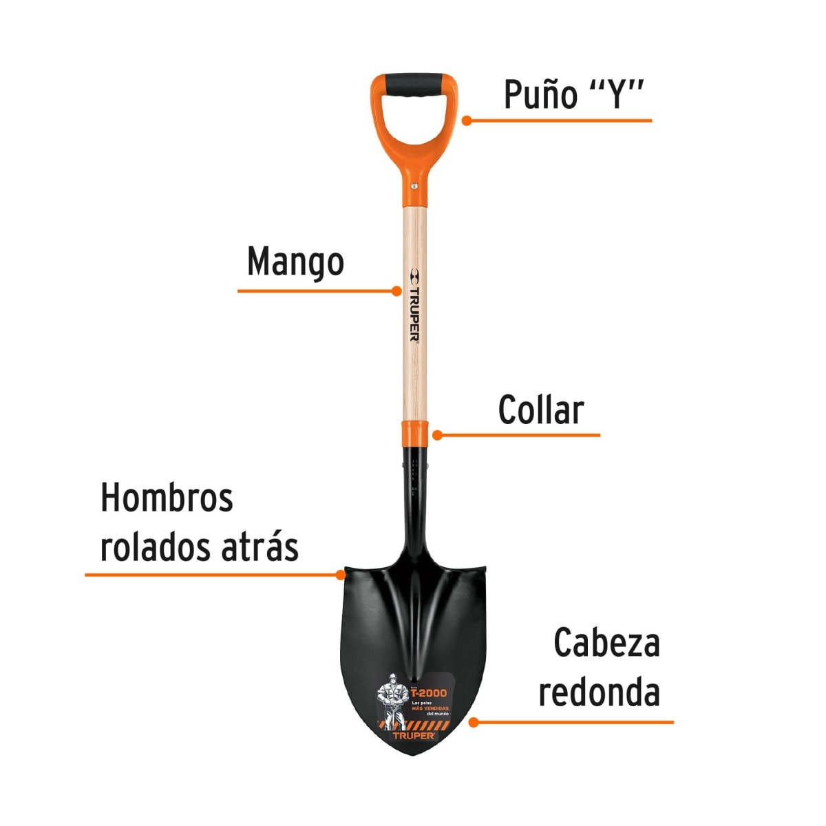 Pala Redonda T-2000 con Mango TRUPER2