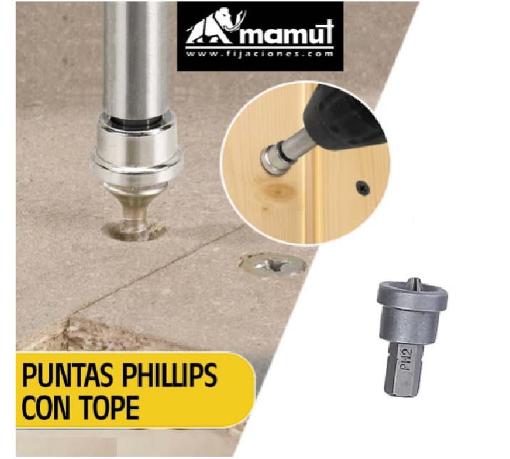 Punta Phillips con Tope #2 x 25 mm Mamut Un3