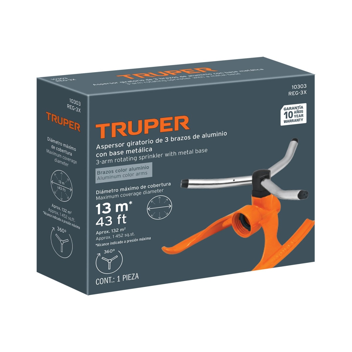 Aspersor Metálico de 3 Brazos TRUPER5