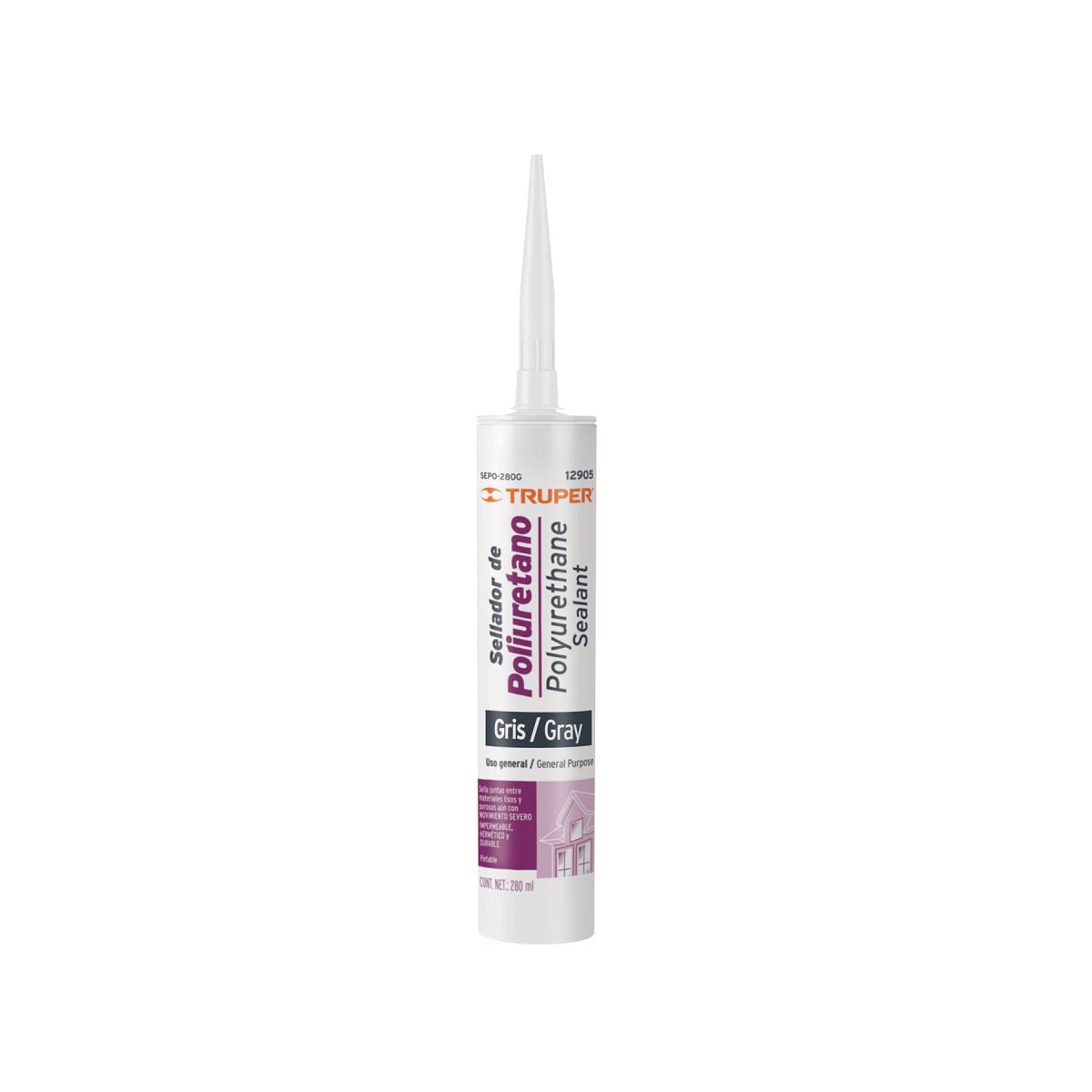 Sellador Poliuretano Gris 280 ml TRUPER1