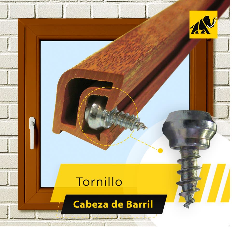 Tornillo Roscalata Cabeza Barril PVC #8(4.2) x 3/8 Mamut 100 Un3