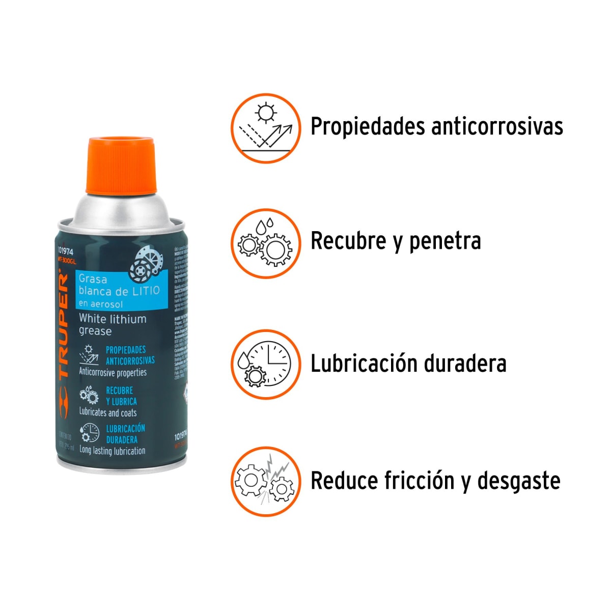 Grasa blanca de litio en aerosol 295 ml Truper2