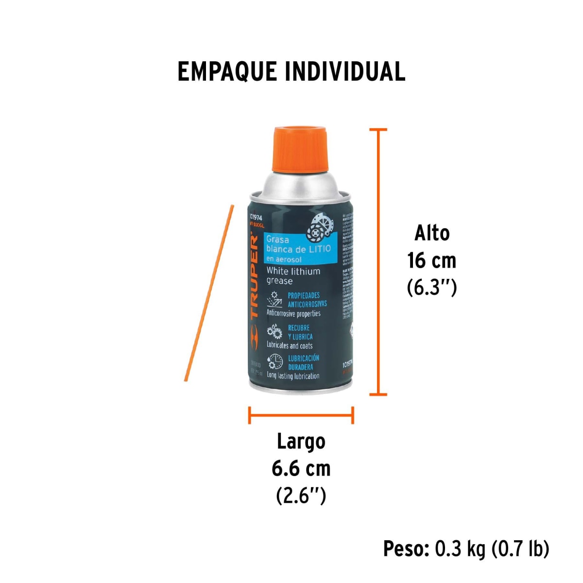 Grasa blanca de litio en aerosol 295 ml Truper3