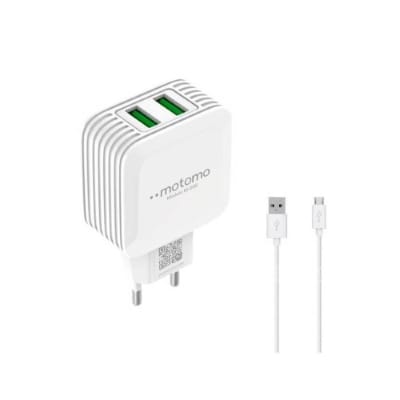 Cargador doble mas cable V8 Motomo