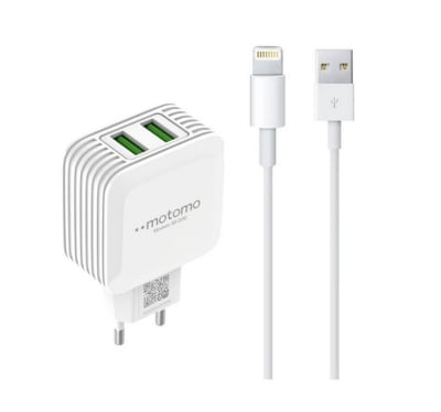 Cargador doble mas cable lightning Motomo1