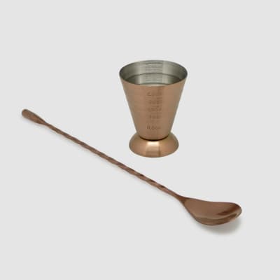 COPPER STEEL JIGGER + MIXER SPOON
