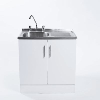 KIT MUEBLE LAVAPLATOS BLANCO + GRIFO 80CM