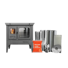 COCINA A LEÑA EUROPEA S900 GRIS C/KIT 6
