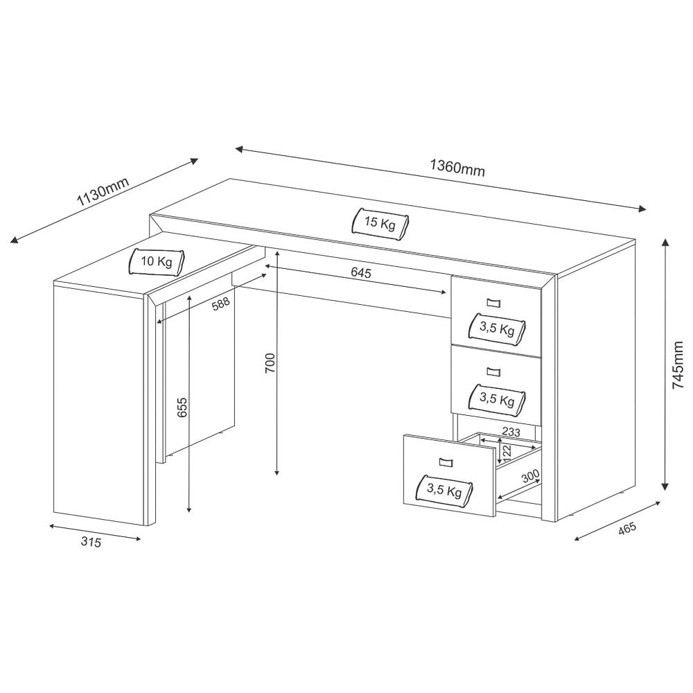MESA ESCRITORIO EN L3