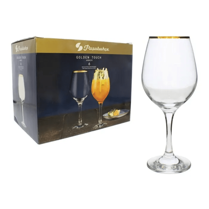 SET 6 COPAS PASABAHCE AMBER GOLDEN TOUCH1