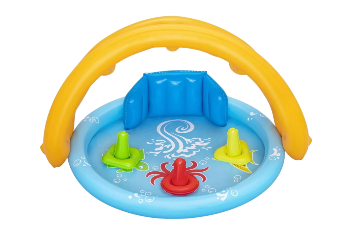 PISCINA INFLABLE CON TECHO Y JUEGOS PARA BEBÉS1