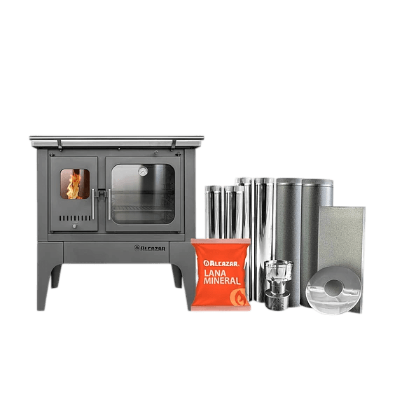 COCINA A LEÑA EUROPEA S900 GRIS C/KIT 6