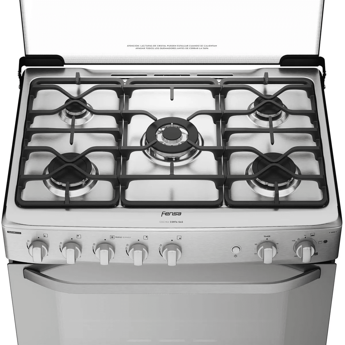 COCINA A GAS 5 PLATOS INOX FENSA4
