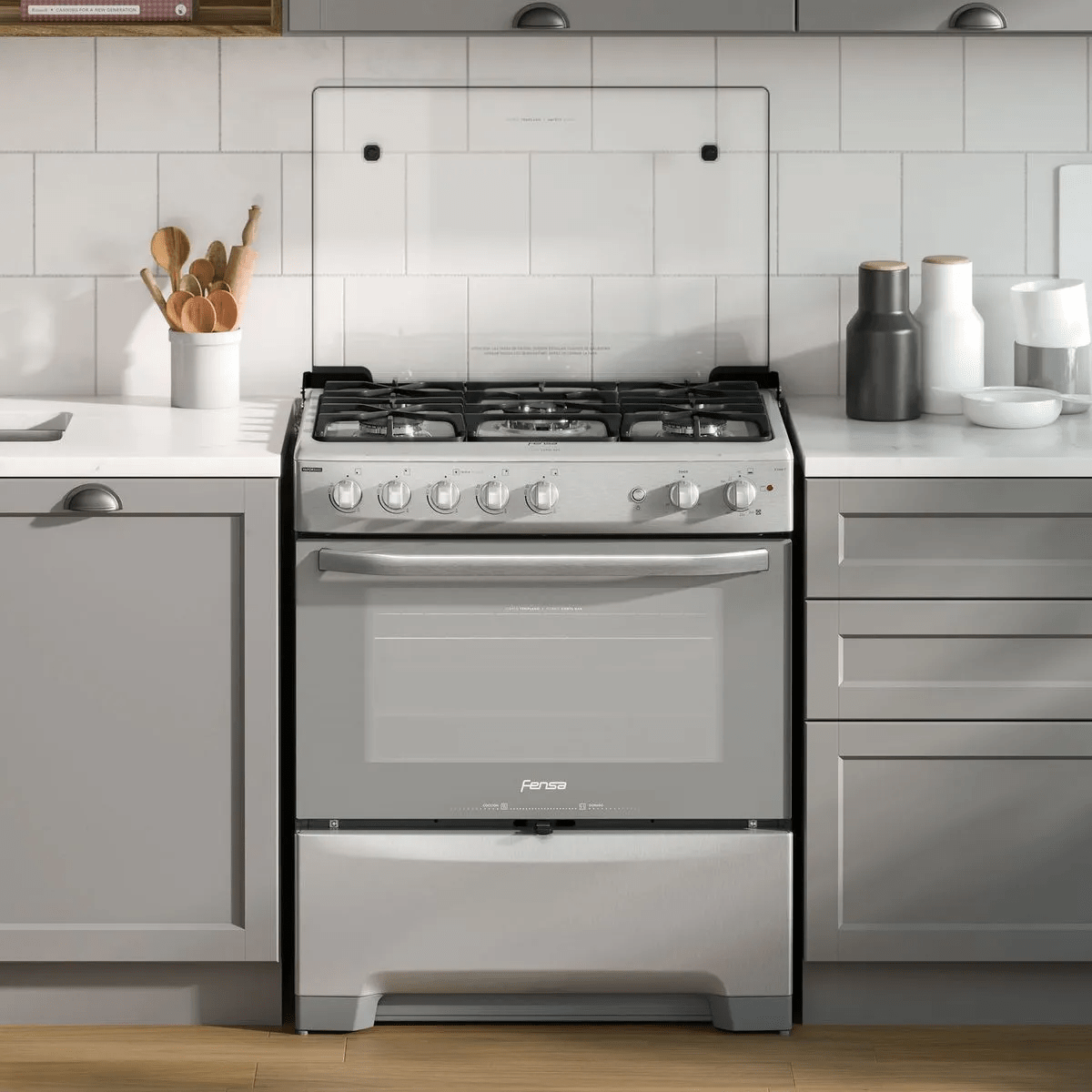 COCINA A GAS 5 PLATOS INOX FENSA7