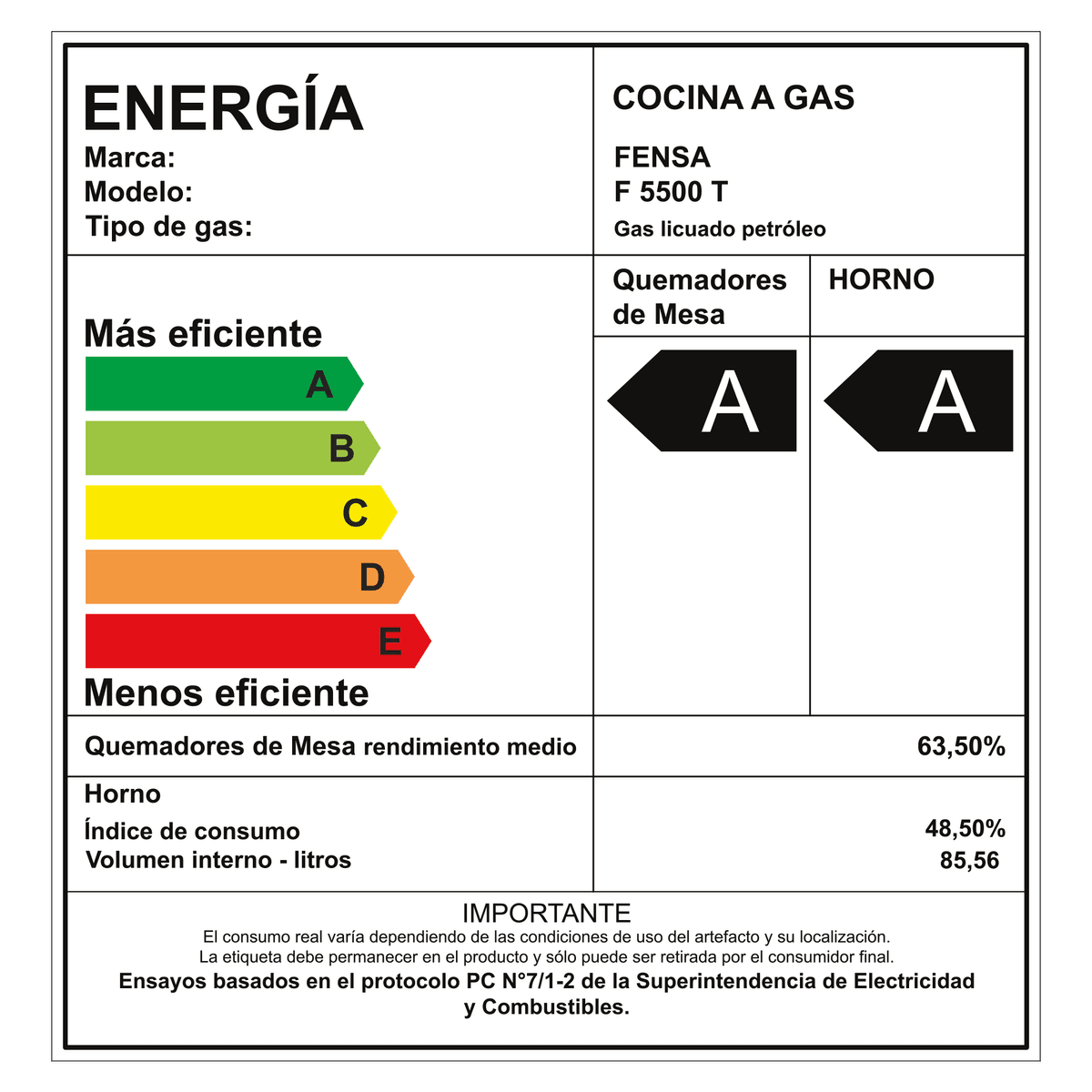 COCINA A GAS 5 PLATOS INOX FENSA9