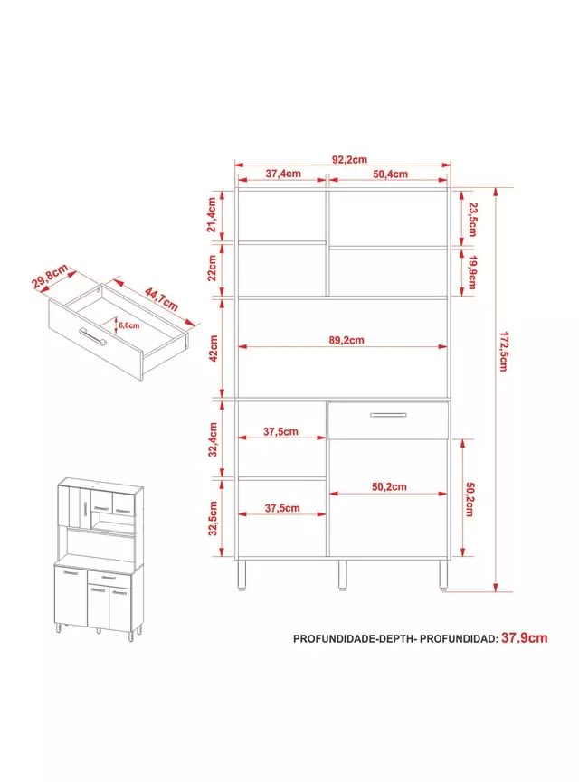 MUEBLE COCINA 6 PUERTAS + 1 CAJON CAR2
