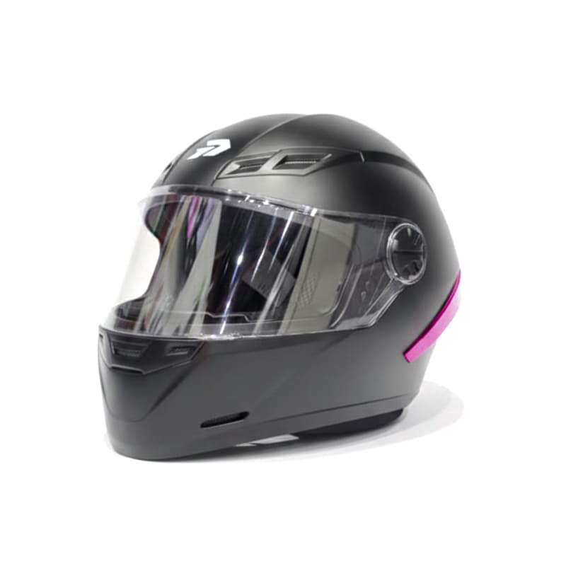 Casco 501 Solid Negro Mate C/Alerón Rosado